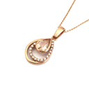  Pear cut Morganite, Diamond and Rose Gold Drop Pendant and Chain