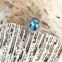 Pedestal Set Blue Topaz and Diamond 