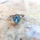 Pedestal Set Blue Topaz and Diamond 