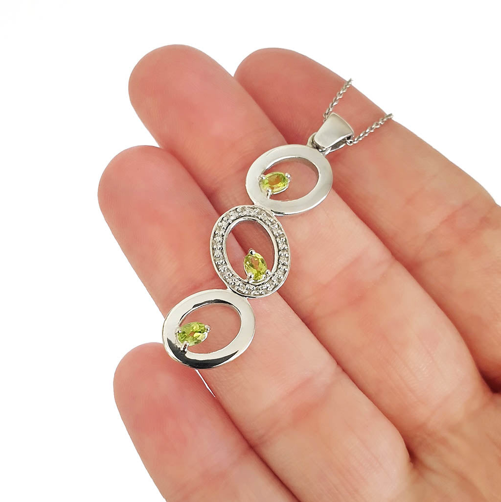 Peridot And Diamond Circle Pendant