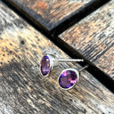 Petit Amethyst Oval Cut Bezel Set White Gold Studs 