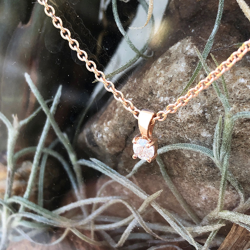 Petit Rose Gold 4 Claw Diamond Pendant
