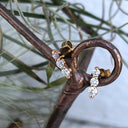 Petite Three Diamond Drop Rose Gold Stud Earrings