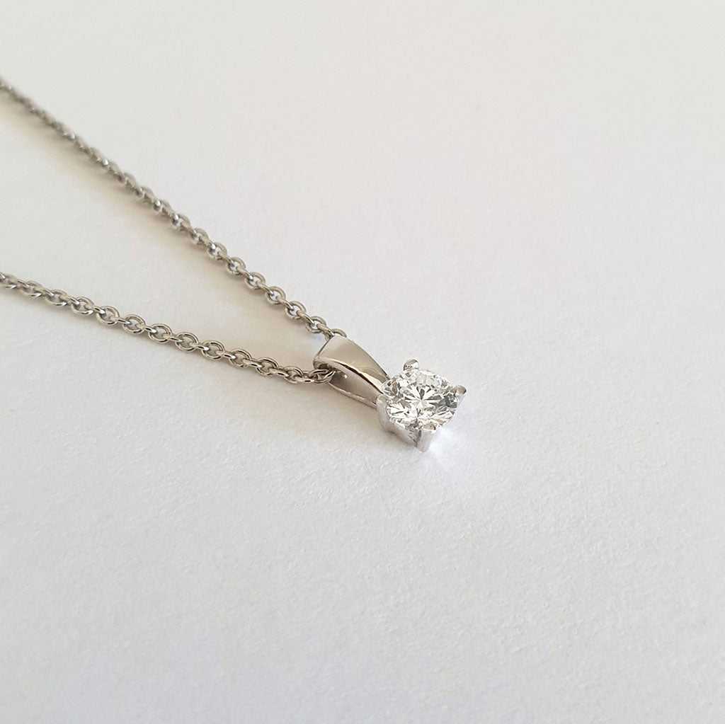 Petite 4 Claw white Gold Diamond Pendant