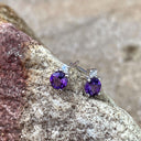 Petite Amethyst and Diamond Accent Studs
