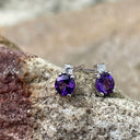 Petite Amethyst and Diamond Accent Studs