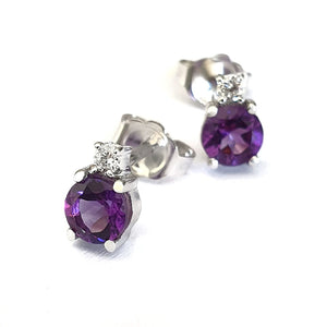 Petite Amethyst and Diamond Accent Studs