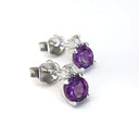 Petite Amethyst and Diamond Accent Studs
