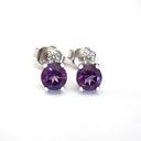 Petite Amethyst and Diamond Accent Studs