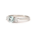 Petite Aquamarine and Diamond Trilogy White Gold Ring