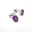  Petite Bezel Set Amethyst Oval Cut Studs