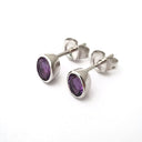  Petite Bezel Set Amethyst Oval Cut Studs