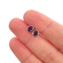  Petite Bezel Set Amethyst Oval Cut Studs