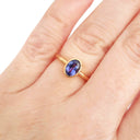  Petite Bezel Set Oval Cut Tanzanite Rose Gold Ring