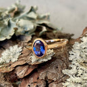 Petite Bezel Set Oval Cut Tanzanite Rose Gold Ring