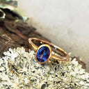 Petite Bezel Set Oval Cut Tanzanite Rose Gold Ring