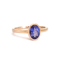  Petite Bezel Set Oval Cut Tanzanite Rose Gold Ring