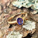 Petite Bezel Set Oval Cut Tanzanite Rose Gold Ring
