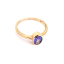  Petite Bezel Set Oval Cut Tanzanite Rose Gold Ring