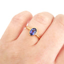  Petite Bezel Set Oval Cut Tanzanite Rose Gold Ring