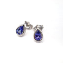 Petite Bezel Set Pear Cut Tanzanite Studs
