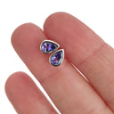 Petite Bezel Set Pear Cut Tanzanite Studs