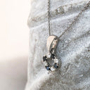 Petite Black and White Diamond Halo Pendant