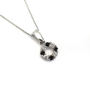 Petite Black and White Diamond Halo Pendant Black