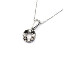 Petite Black and White Diamond Halo Pendant Black