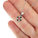 Petite Black and White Diamond Halo Pendant Black