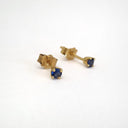Petite Blue Sapphire Yellow Gold Studs