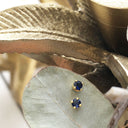 Petite Blue Sapphire Yellow Gold Studs