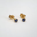 Petite Blue Sapphire Yellow Gold Studs