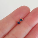 Petite Blue Sapphire Yellow Gold Studs