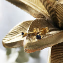 Petite Blue Sapphire Yellow Gold Studs