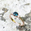 Petite London Blue Topaz and Diamond Trilogy Rose RingPetite London Blue Topaz and Diamond Trilogy Rose Ring