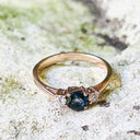 Petite London Blue Topaz and Diamond Trilogy Rose Ring