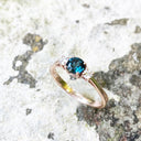 Petite London Blue Topaz and Diamond Trilogy Rose Ring