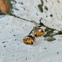 Petite Citrine Oval Cut Bezel White Gold Set Studs
