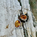 Petite Citrine Oval Cut Bezel White Gold Set Studs