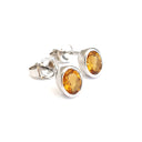 Petite Citrine Oval Cut Bezel White Gold Set Studs