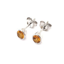 Petite Citrine Oval Cut Bezel White Gold Set Studs