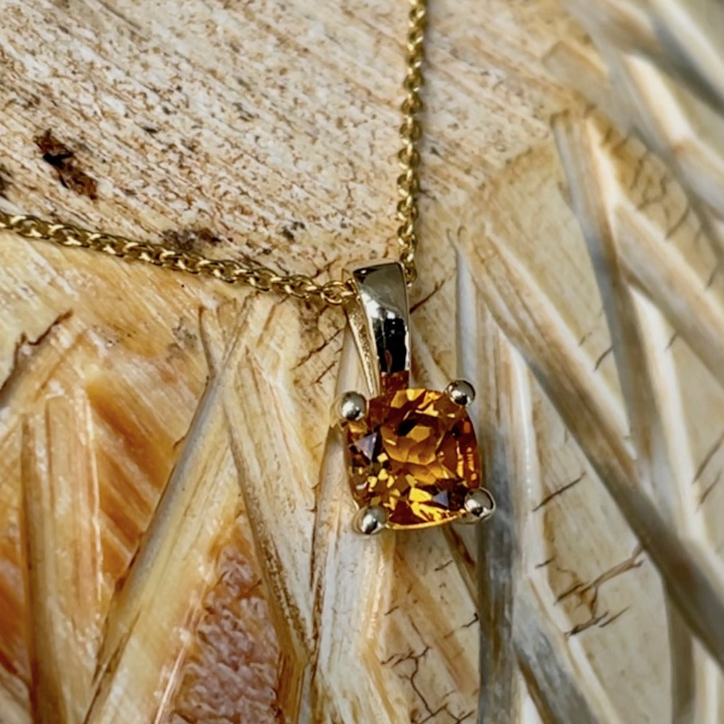 Petite Cushion Cut Citrine Pendant