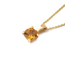 Petite Cushion Cut Citrine Pendant