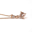 Petite Cushion Cut Morganite Rose Gold Pendant with Diamond Highlighted Bale