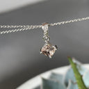 Petite Cushion Cut Morganite White Gold Pendant with Diamond Highlighted Bale