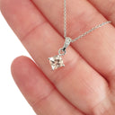 Petite Cushion Cut Morganite White Gold Pendant with Diamond Highlighted Bale
