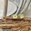 Petite Cushion Cut Peridot Double Claw Studs