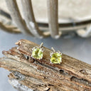 Petite Cushion Cut Peridot Double Claw Studs
