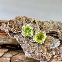 Petite Cushion Cut Peridot Double Claw Studs